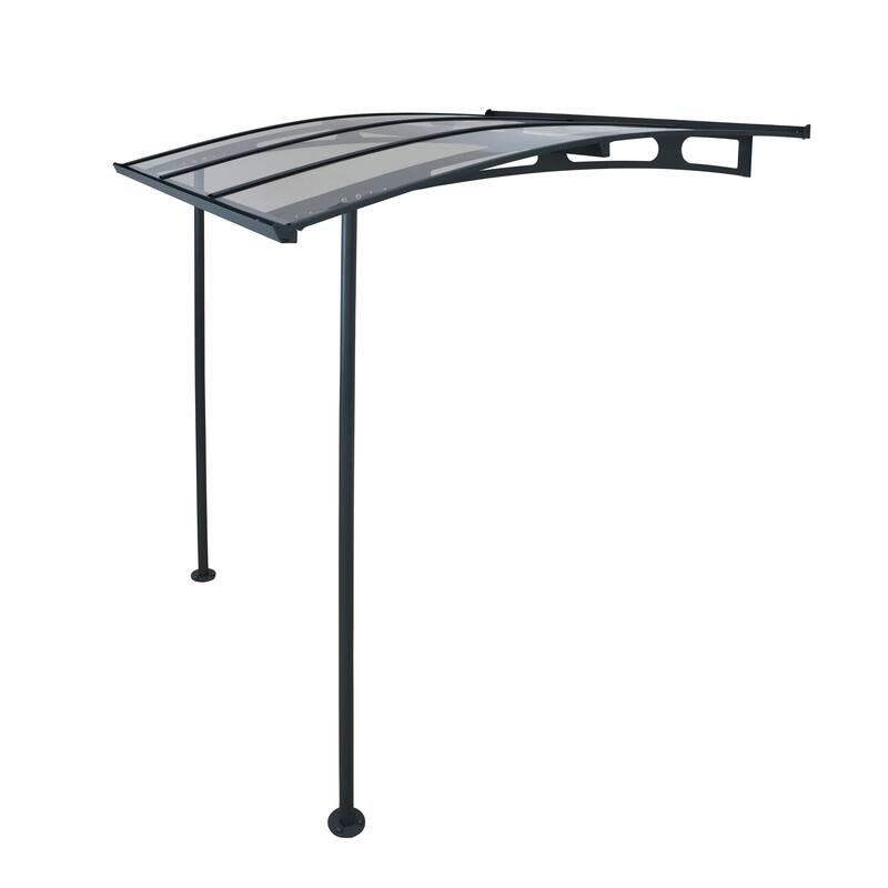 Vega 7 ft. x 7 ft. Gray/Clear Door and Window Fixed Awning