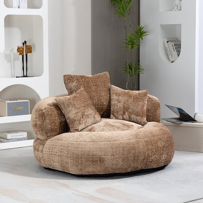 Oversized Chenille Bean Bag Lounge Chair Lazy Sofa with Backrest and Armrests for Bedroom Office Living Room