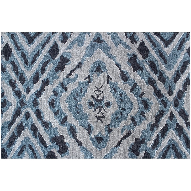 Handmade Emeralda Collection Blue/Gray Wool and Viscose Area Rug