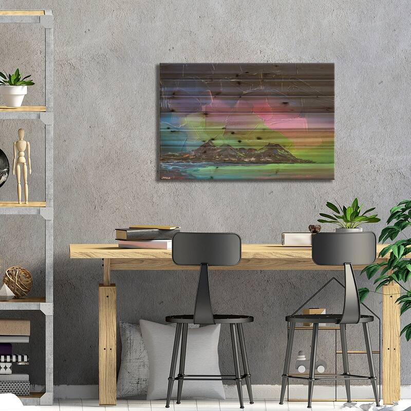 Iridescent Sky XVIII Print On Wood by Joseph Villanueva - Multi-Color