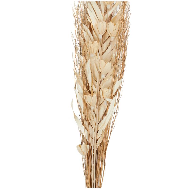 Dried Plant Palm Leaf Handmade Tall Floral Bouquet Natural Foliage with Branches - Cream - Roche River Decor - 4"W x 8"L x 39"H