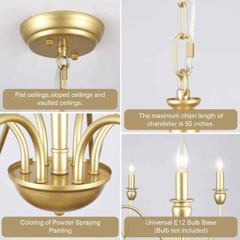 6-Light W36.2" x H74.8" Dimmable Chandelier Light for Kitchen Island Bedroom