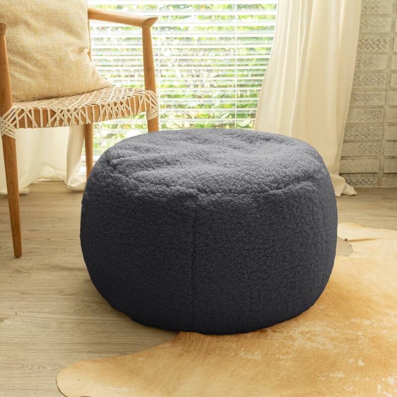 Jaxx Ellis Pouf - Modern Shearling Faux-Lamb Plush Fleece Ottoman