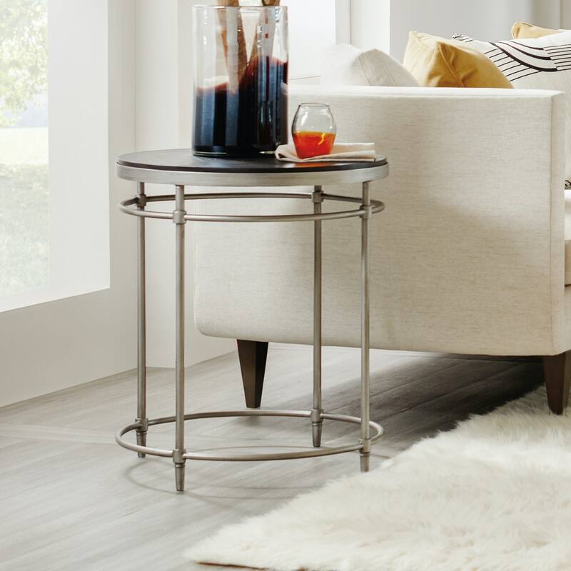 Hooker Furniture St Armand 22" Round Modern Industrial Side End Table - Black