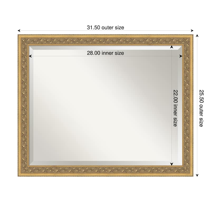 Carter Dark Gold Beveled Wood Framed Wall Mirror - Carter Dark Gold - 32 x 26 in