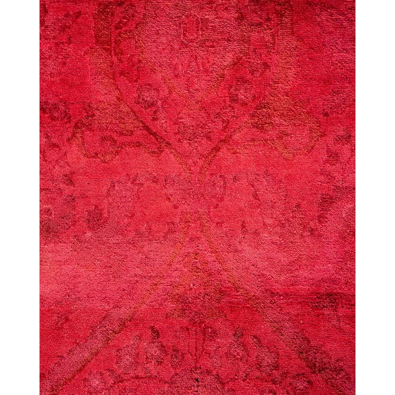 Overton Hand Knotted Wool Vintage Inspired Modern Contemporary Overdyed Pink Area Rug - 8' 10" x 12' 2"