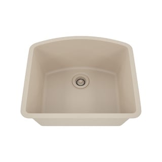 23 Inch Lexicon Platinum Quartz Composite Drop-in Undermount D-Shaped Single Bowl Galaxy Beige Kitchen Sink LP-2321D-B-SO