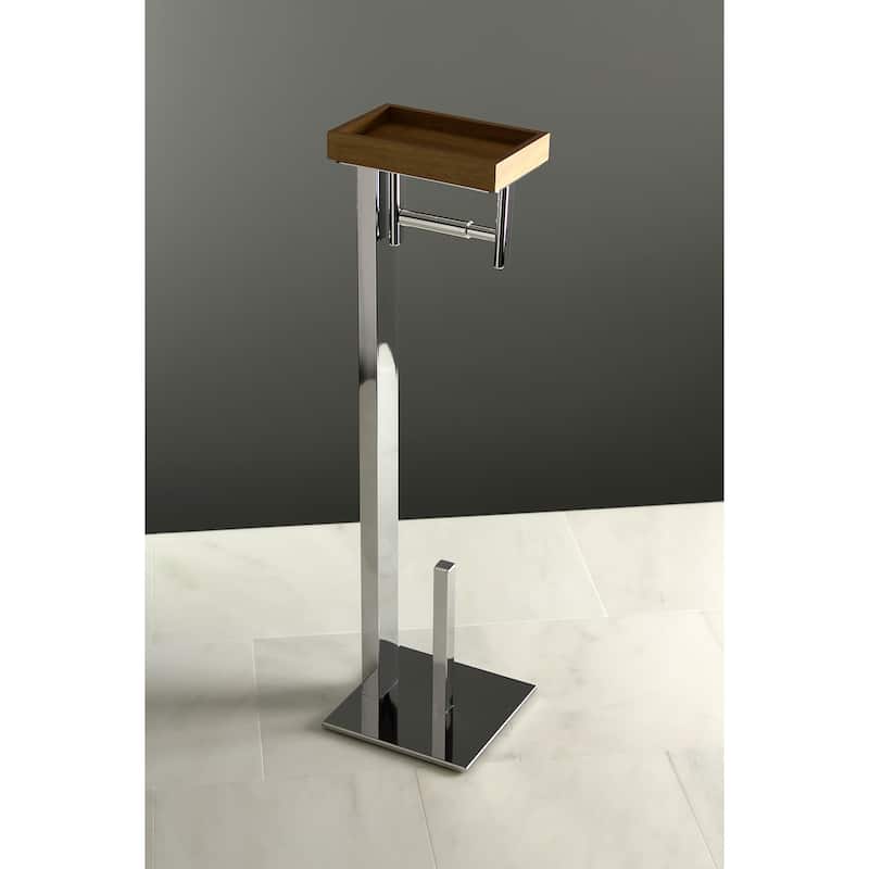 Edenscape Freestanding Toilet Paper Holder with Storage Shelf in Polished Chrome