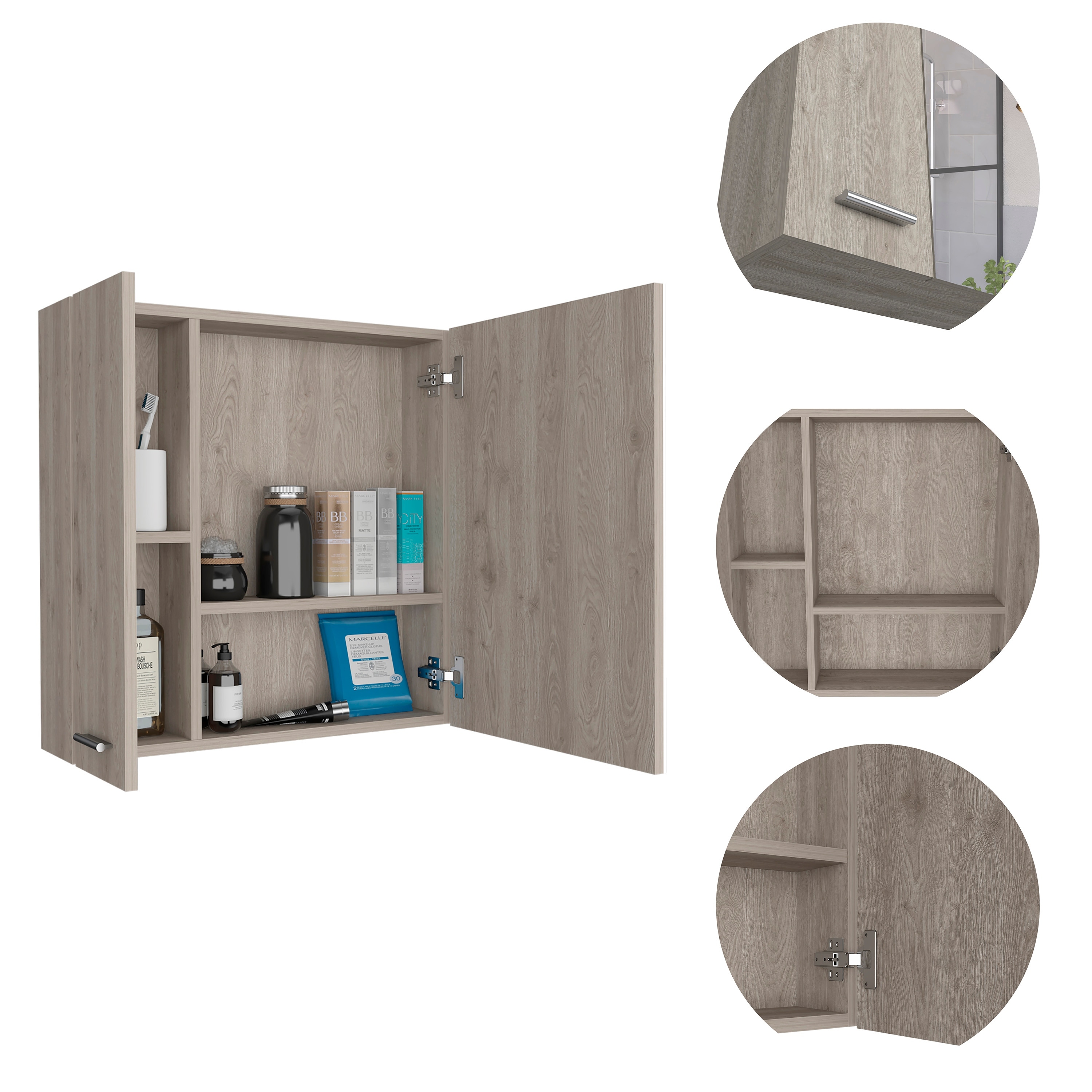 4-Shelf Bathroom Medicine Cabinet with Mirror