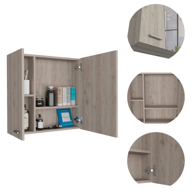 Sines White Medicine Cabinet with Four Internal Shelves and Double Door, 60cm (23.6 inches) Wide, Space-Saving Design