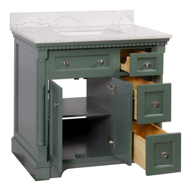 KitchenBathCollection Sydney 36" Bathroom Vanity with Engineered Marble Top