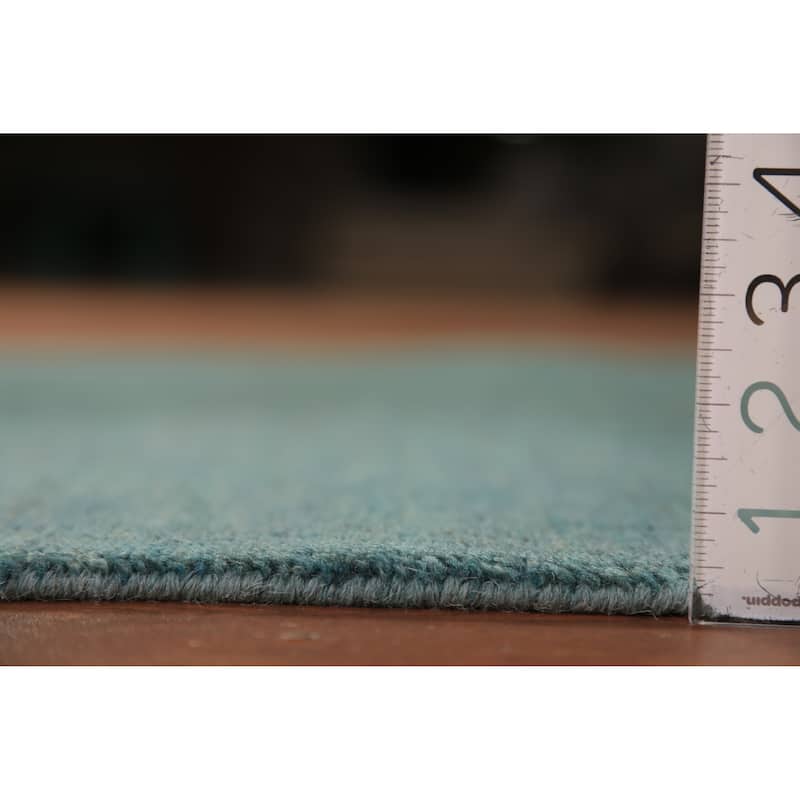 Gabbeh Modern Rug Hand-Knotted Stripe Blue Wool Carpet - 3'10" x 5'10"