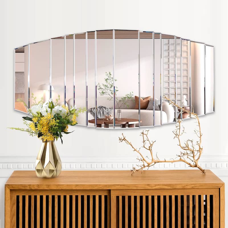 Sunburst Framless Irregular Accent Wall Mirror - 43.3"×21.65" - Silver