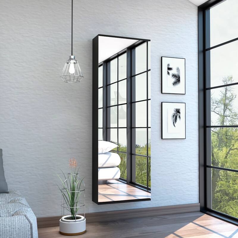 Connecticut Wall Mounted Mirror Shoe Rack with 5 Internal Shelves, 10 Shoe Capacity