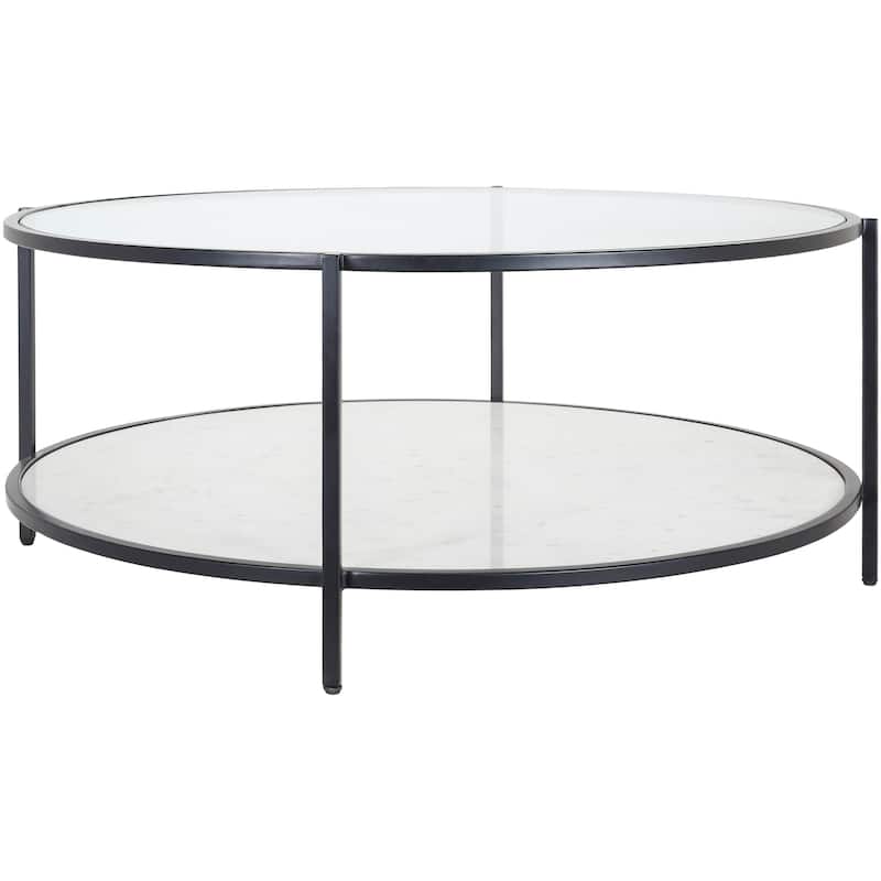 Alecsis Glass Round Coffee Table - 14"H x 36"W x 36"D