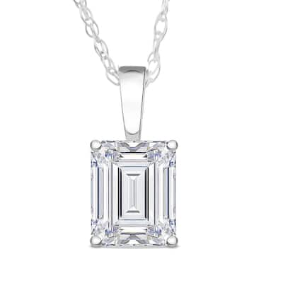 1 Ct Emerald Diamond Solitaire Pendant White Gold Lab Grown