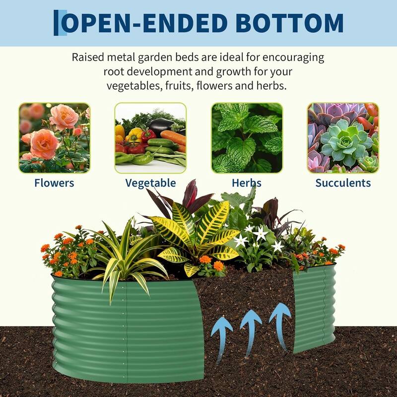 8x4x2 FT Galvanized Steel Raised Garden Bed, Planter for Vegetables, Flowers with Anti-Cut Strips - N/A