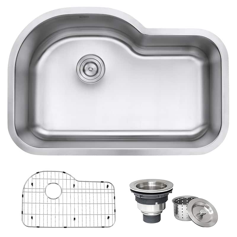 Ruvati 32-inch Undermount 16 Gauge Stainless Steel Kitchen Sink Single Bowl - RVM4700 - 31-1/2″ x 21-1/4″