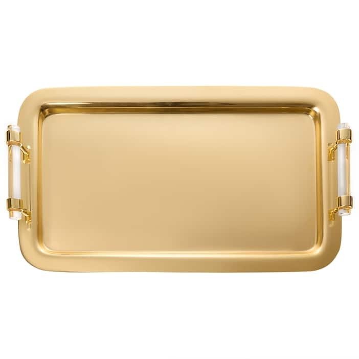 Rect Tray Silver with Clear Handles - 16.3"L