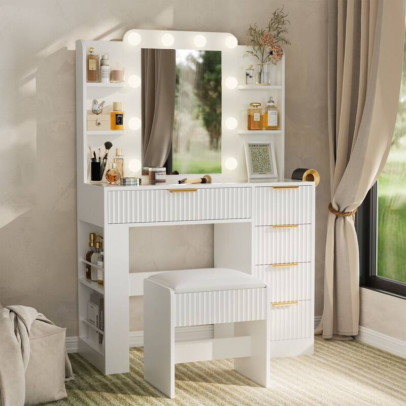 Meyreso Vanity Set With Lighted Mirror