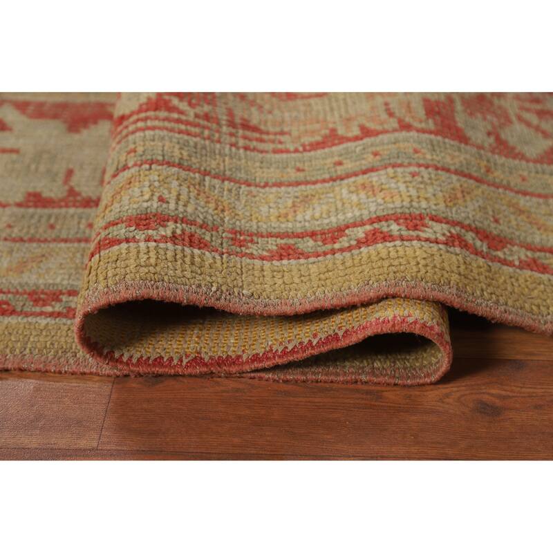 Pre-1900 Antique Vegetable Dye Oushak Turkish Handmade Wool Carpet - 6'9" x 9'6"