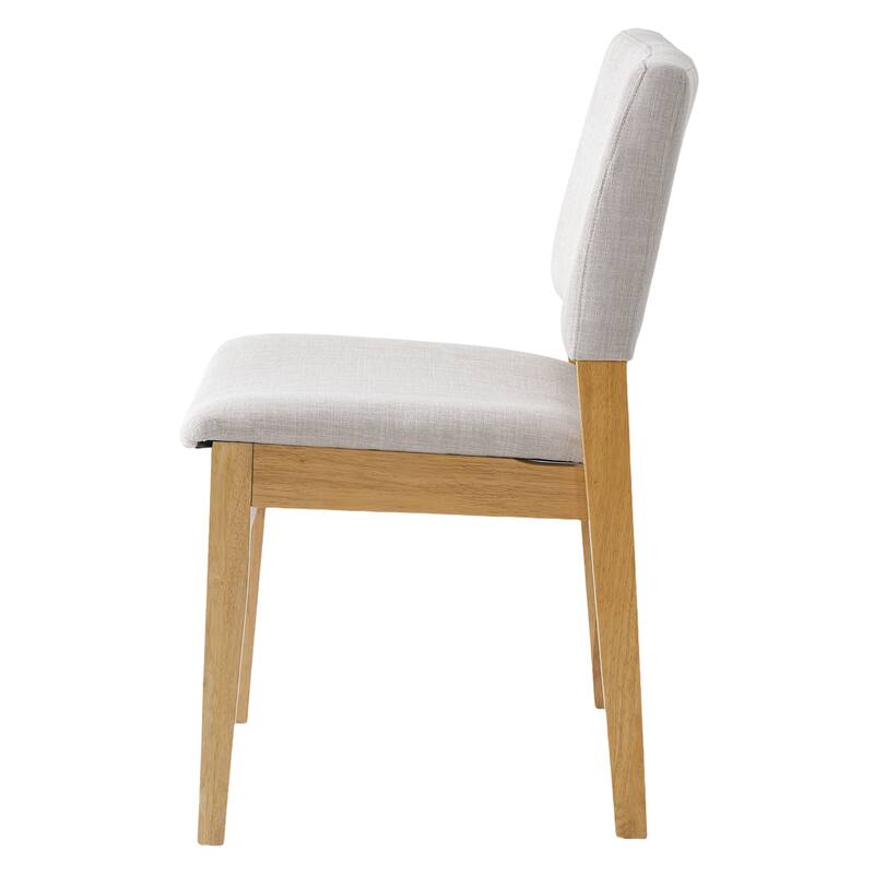 Roomfitters Dining Chairs Set of 2, Linen Upholstered Kitchen Chairs with Solid Wood Frame, Space Saving Dining Seating