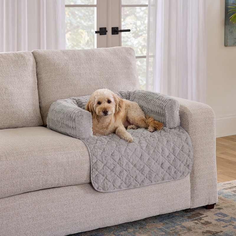 SureFit Pet Fido Fur 3-Sided Bolster Pet Bed, Couch Protector