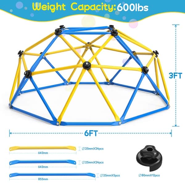 Climbing Dome 6FT Geometric Dome Climber Indoor Outdoor - 72 X 72 X 36 in