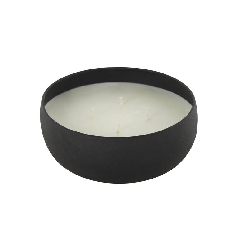 Beige, Black or Cream Metal Scented Textured 34oz 4 Wick Decorative Candle with White Wax