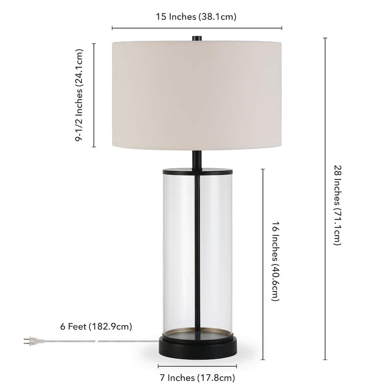 Rowan Classic Glass Table Lamp with Linen Shade (Optional Finishes)