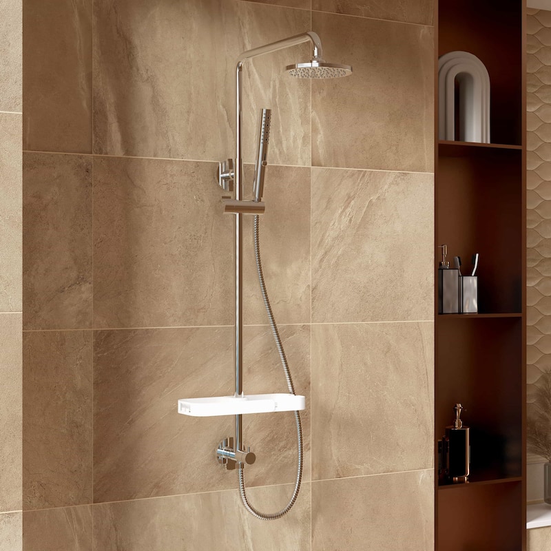 Modland 4-Way Exposed Retrofit Shower System with Rainfall & Handheld, Easy Install in Black/Nickel/Chrome