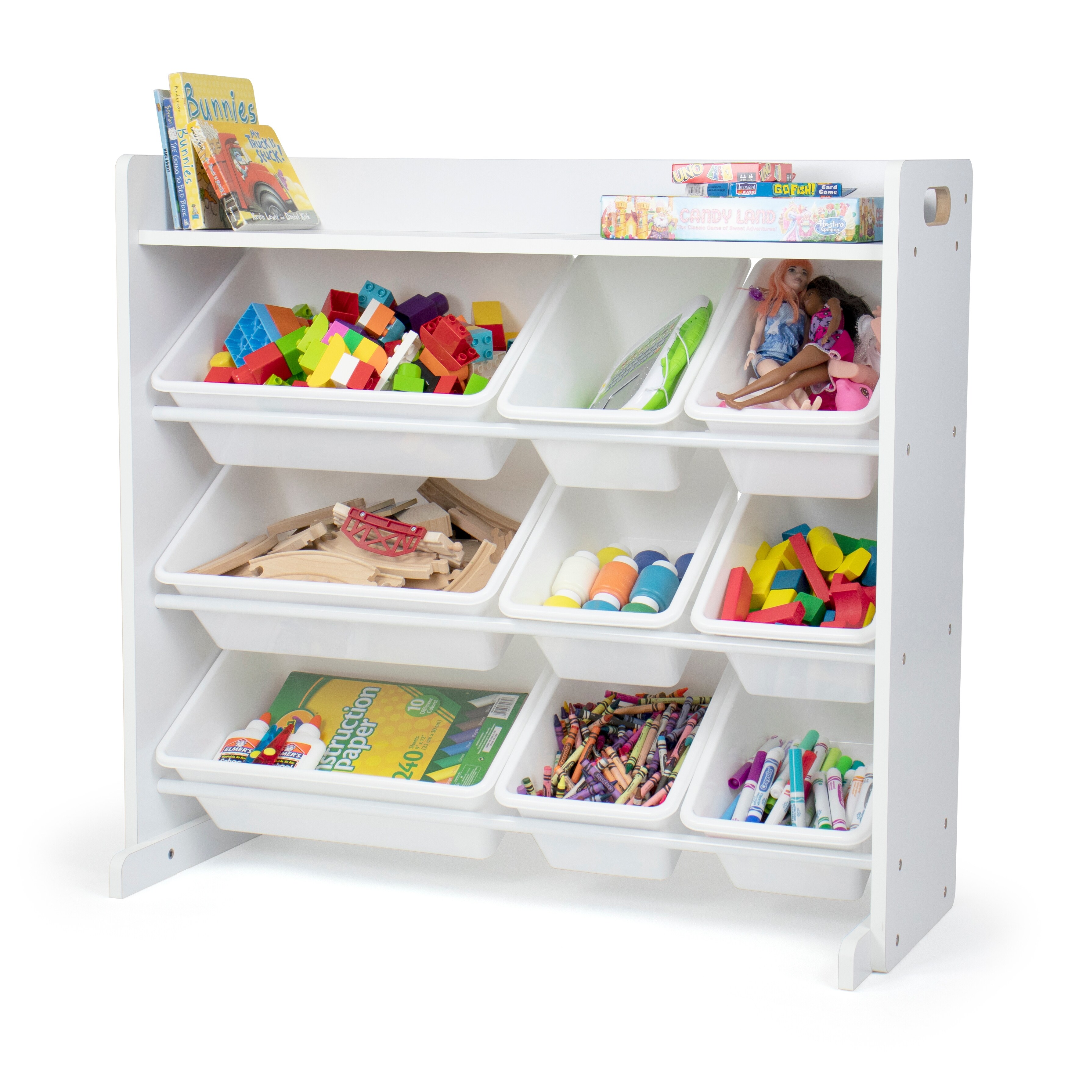 Shop Humble Crew White Toy Storage Organizer With Shelf And 9 Storage Bins 9 Bins Overstock 31796896
