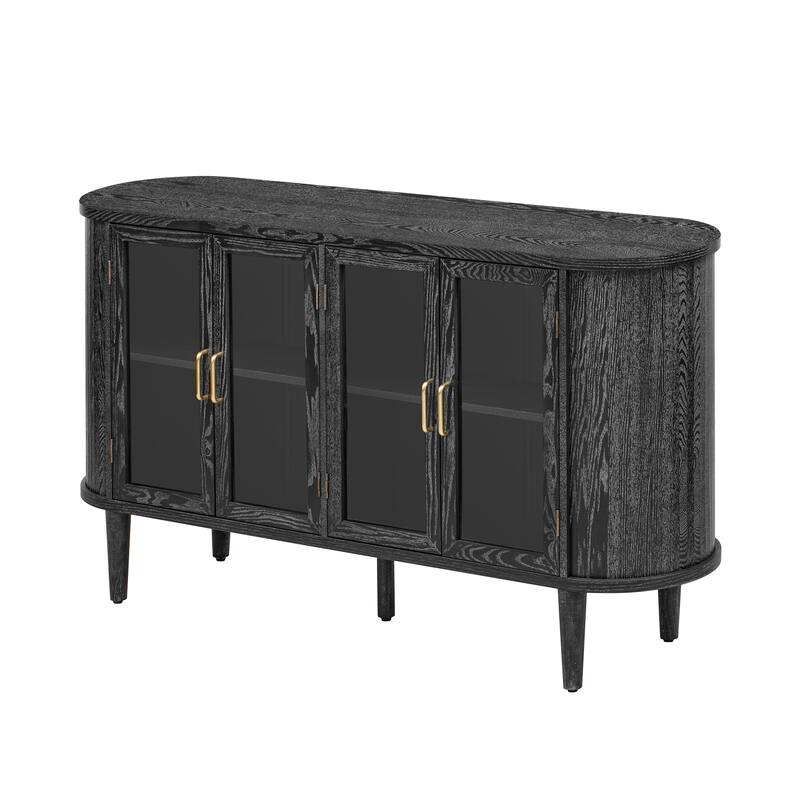 4-Door Large Storage Sideboard Cabinet with Semi-Circular Handles and Adjustable Shelves