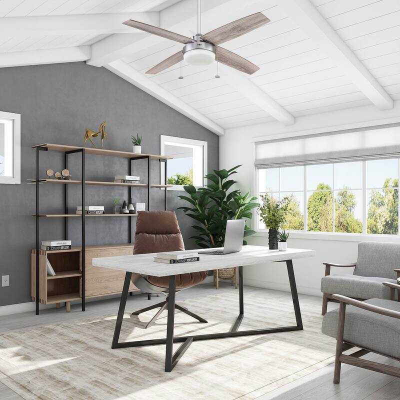 52" Prominence Home Memphis Pewter Contemporary Indoor LED Ceiling Fan with Light, Pull Chain
