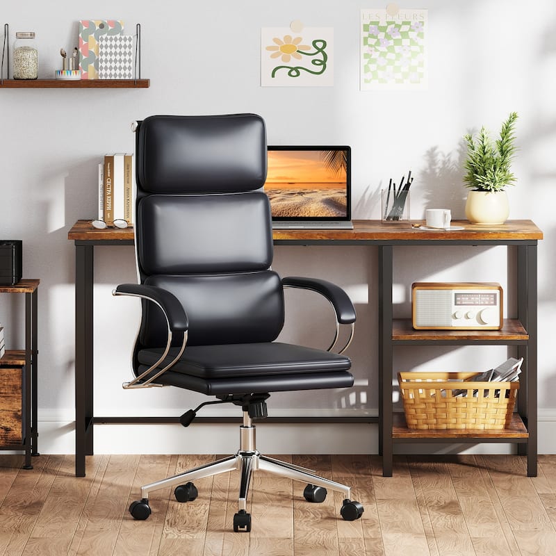 Gymax Ergonomic Leather Office Chair Executive Chair w/ Adjustable