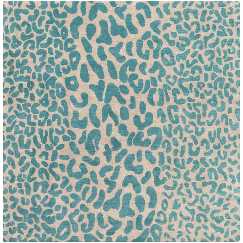Hand-tufted Jungle Animal Print Square Wool Area Rug