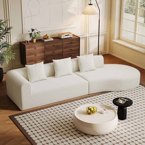 2 Piece Curved Corduroy Upholstered Sectional Sofa 127.16 On Sale Bed Bath Beyond 42004643
