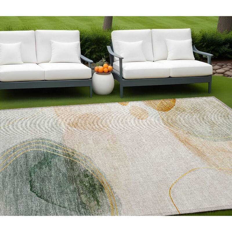 Belu Artistic Abstract Weather Resistant Timeless Fusion Outdoor Rug - 9' X 12' - Multi