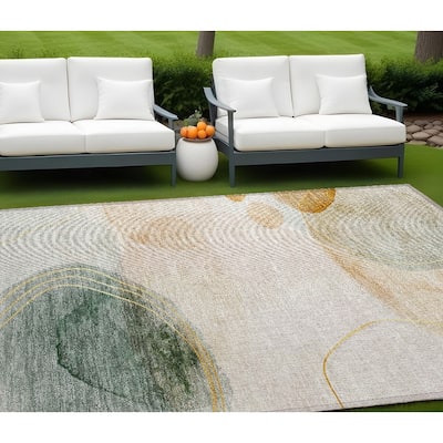 Belu Artistic Abstract Weather Resistant Timeless Fusion Outdoor Rug
