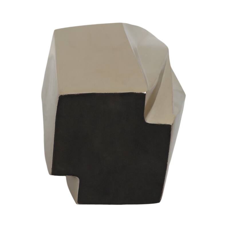 Metal and Marble Vase with Faceted Body Lid Contemporary Accent