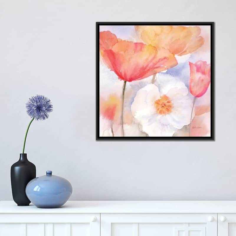 iCanvas "Watercolor Poppy Meadow Pastel I" by Cynthia Coulter Framed Canvas Print