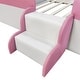 preview thumbnail 44 of 48, Upholstered Floor Bed Fence Bed Slat Platform Bed with Fence and Second Level Ladder, Anti-collision Frame for Kids Toddler