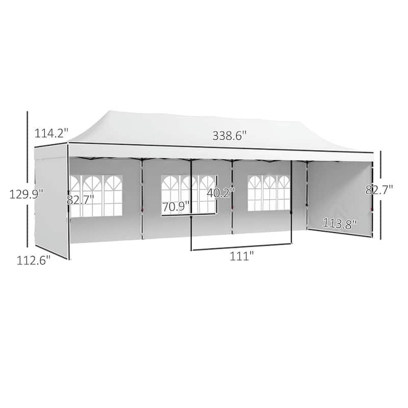 9.5'x28' Pop Up Canopy Tent,Height Adjustable,Carry Bag and Sand Bags