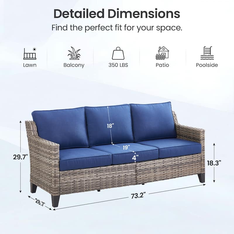 Pocassy Outdoor All-Weather Outdoor Sofa, Swivel Chair, Ottoman Sets
