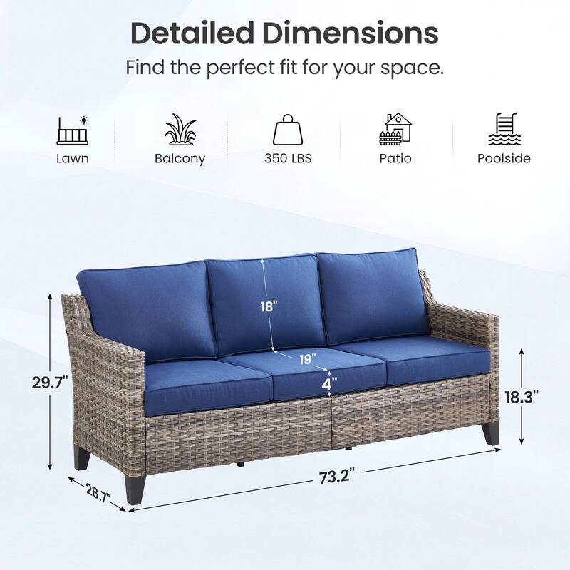 Pocassy Outdoor Patio Furniture Wicker Sofa Swivel Chair Set