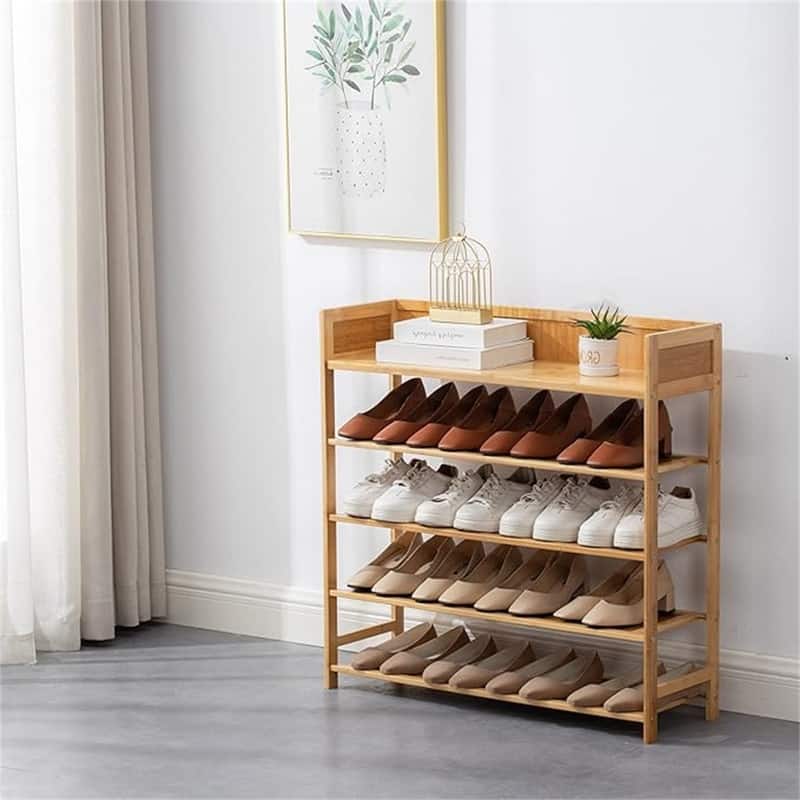 Shoe Rack Organizer - 10.6"D x 30.6"W x 31.5"H - 10.6"D x 30.6"W x 31.5"H - Nature 5 tier-31.5"
