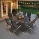 preview thumbnail 26 of 39, 9/11/13-Piece Luxury Outdoor Dining Set All-Weather Aluminum Patio Furniture Foldable Chairs 9PC-56.9in - Black