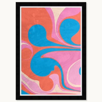 Wynwood Studio Flowing Air Framed Retro Colorful Abstract Prints
