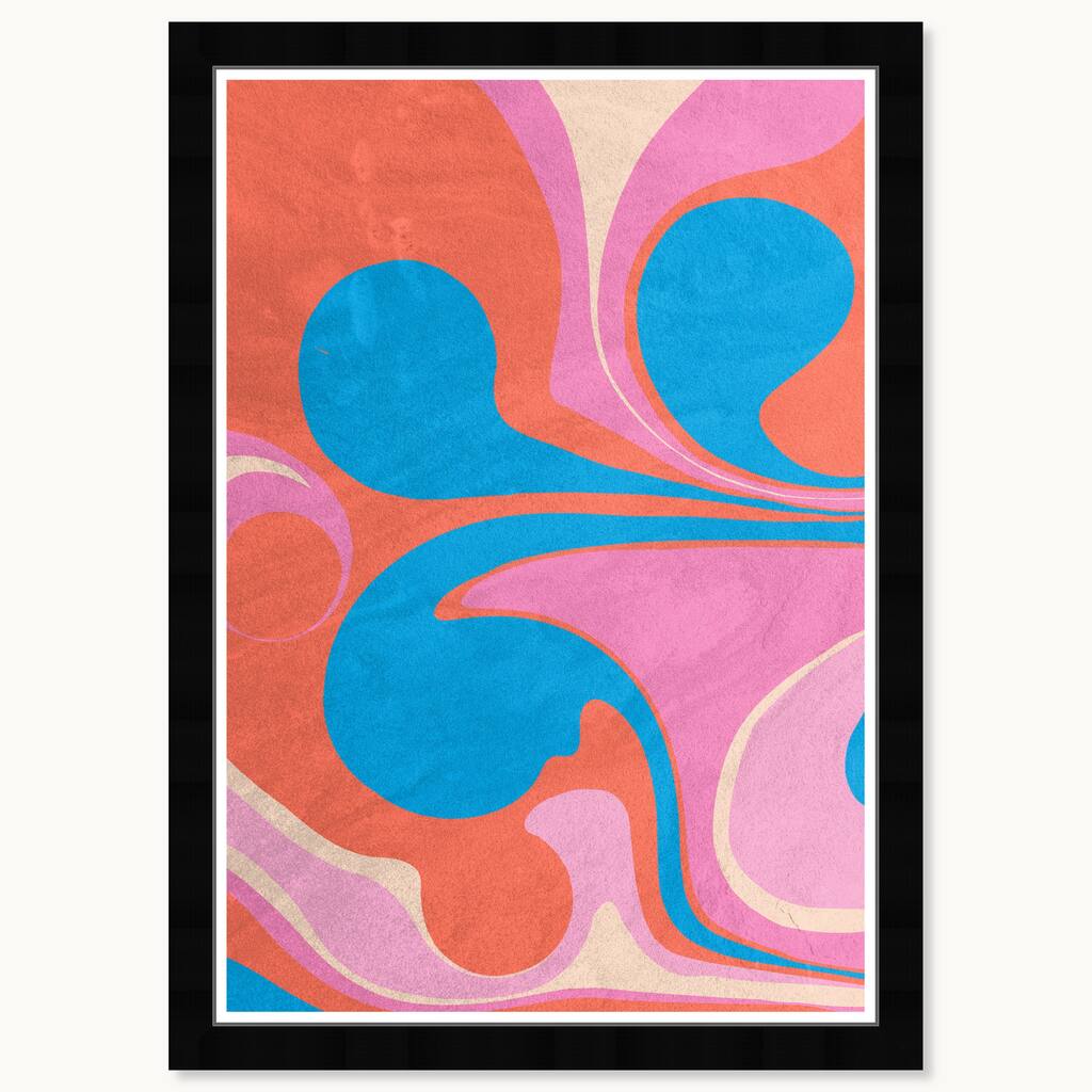 Wynwood Studio Flowing Air Framed Retro Colorful Abstract Prints
