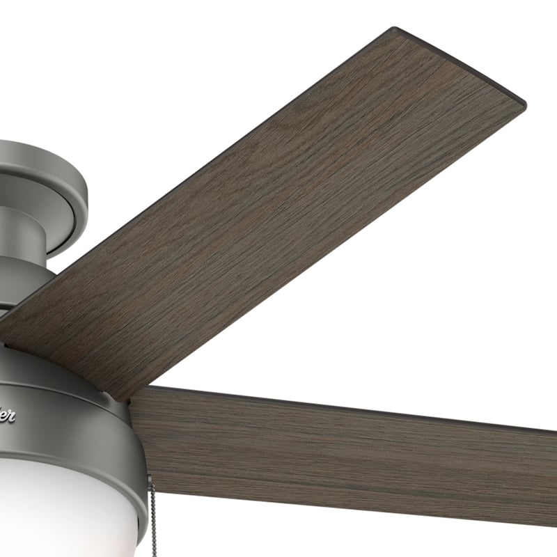 Hunter 46" Anslee Low Profile Ceiling Fan with LED Light Kit and Pull Chain - Silver